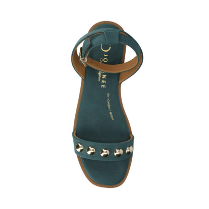 Journee PRIMROSE ANKLE STRAP SANDALS - Teal Nubuck