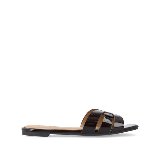 Journee ARRINA SLIDE SANDALS IN BASIC PATENT - Brown Patent