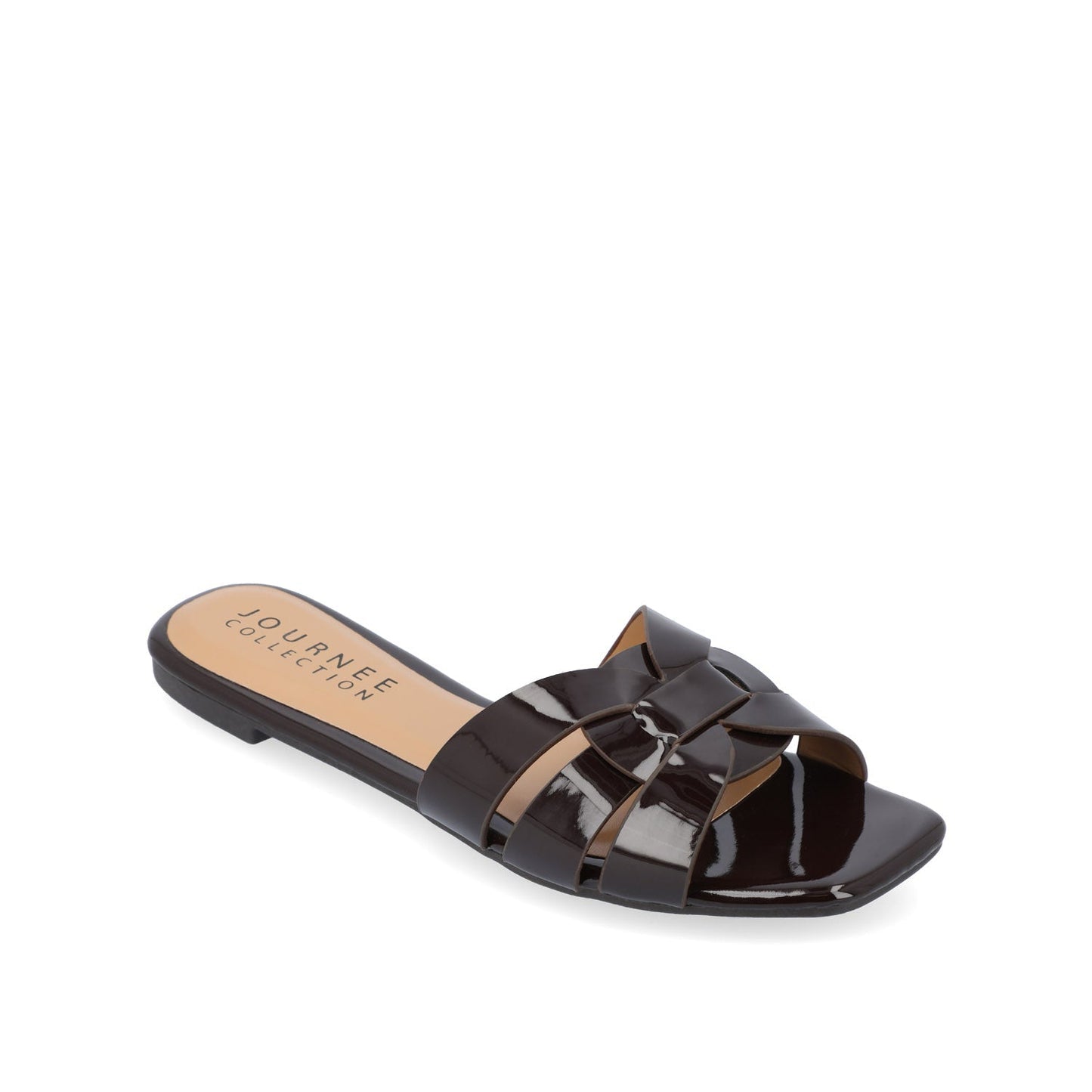 Journee ARRINA SLIDE SANDALS IN BASIC PATENT - Brown Patent