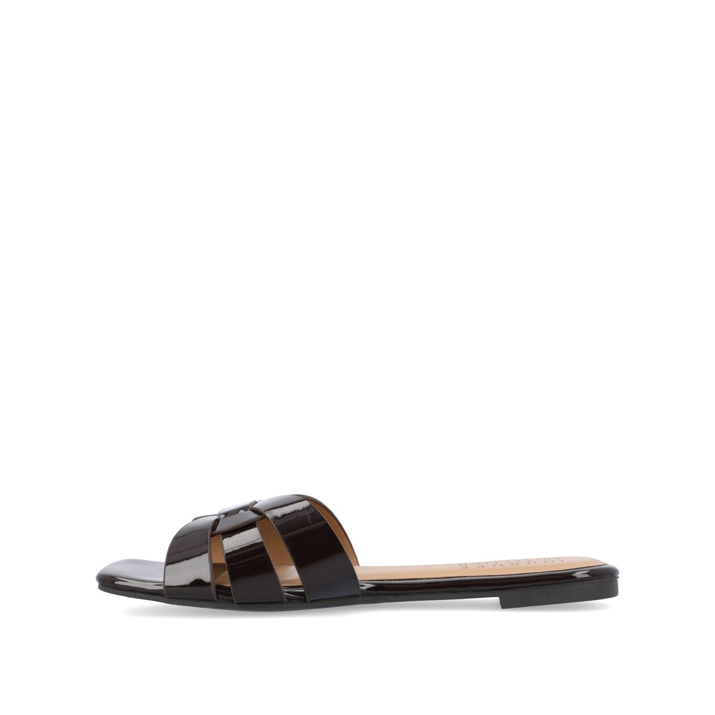 Journee ARRINA SLIDE SANDALS IN BASIC PATENT - Brown Patent