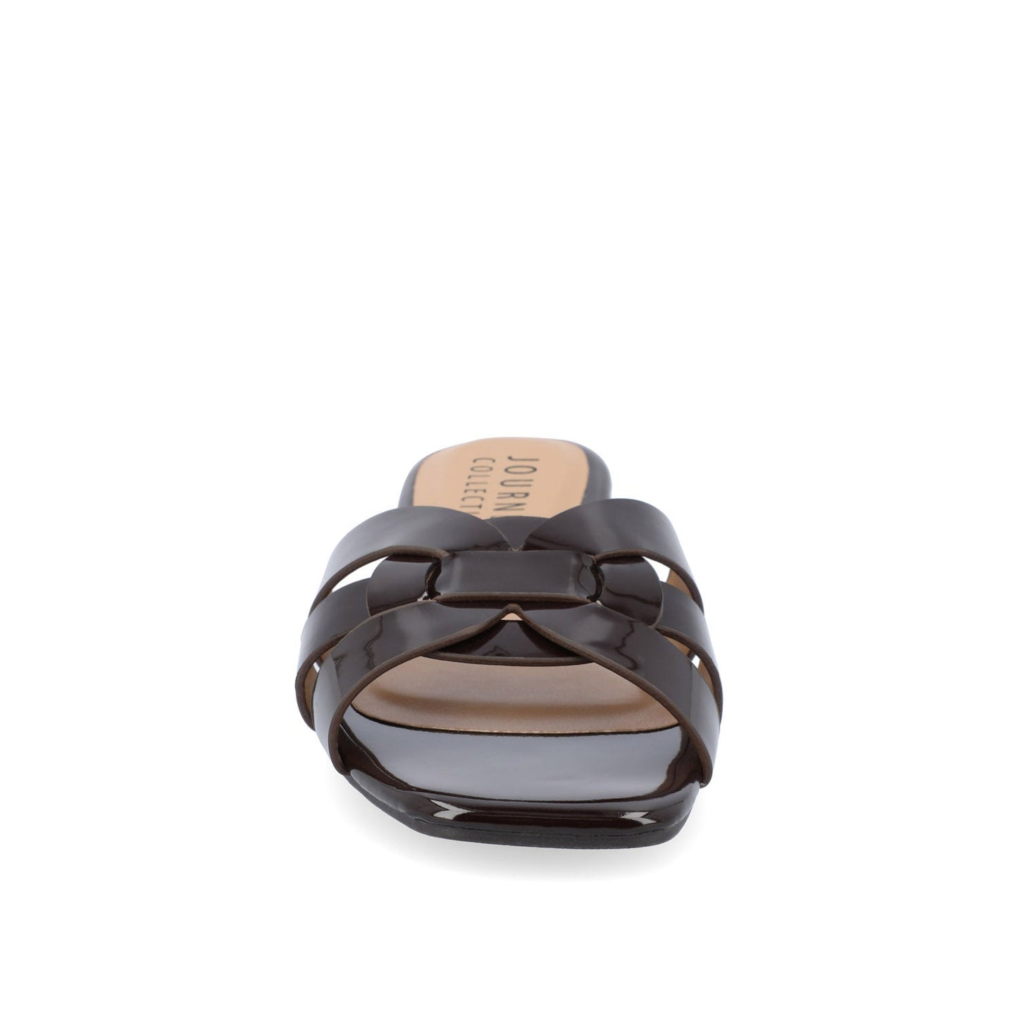 Journee ARRINA SLIDE SANDALS IN BASIC PATENT - Brown Patent