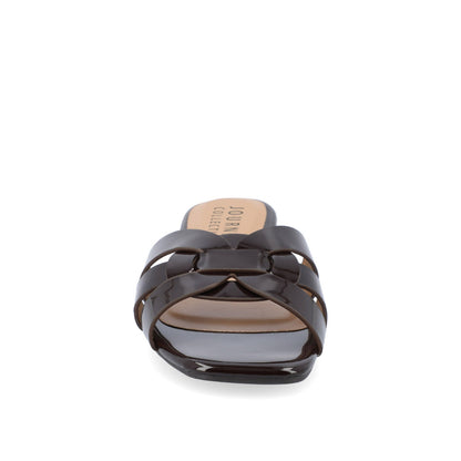 Journee ARRINA SLIDE SANDALS IN BASIC PATENT - Brown Patent