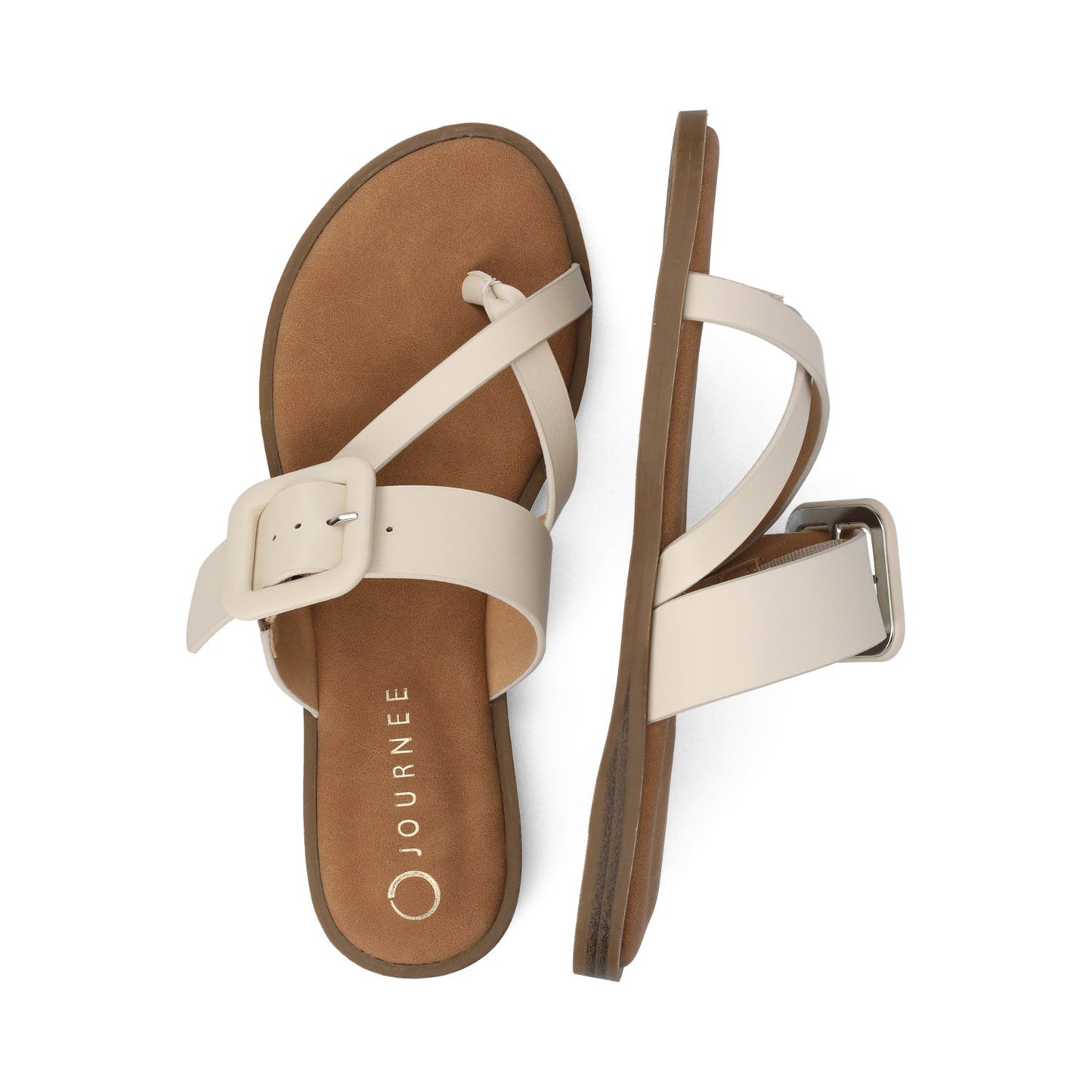 Journee LAYRA FLAT SANDALS - Ivory