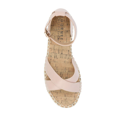 Journee LYDDIA ESPADRILLE SANDALS IN VEGAN LEATHER - Blush