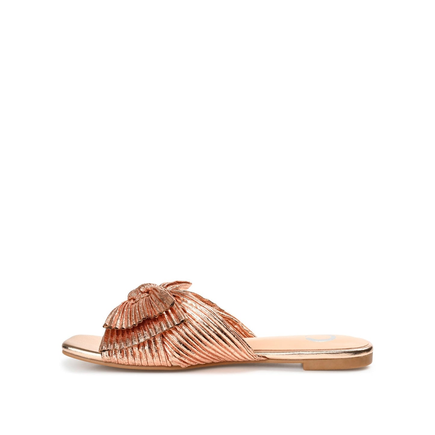 Journee SERLINA PLEATED SLIDE SANDALS IN FOIL - Rose Gold PU
