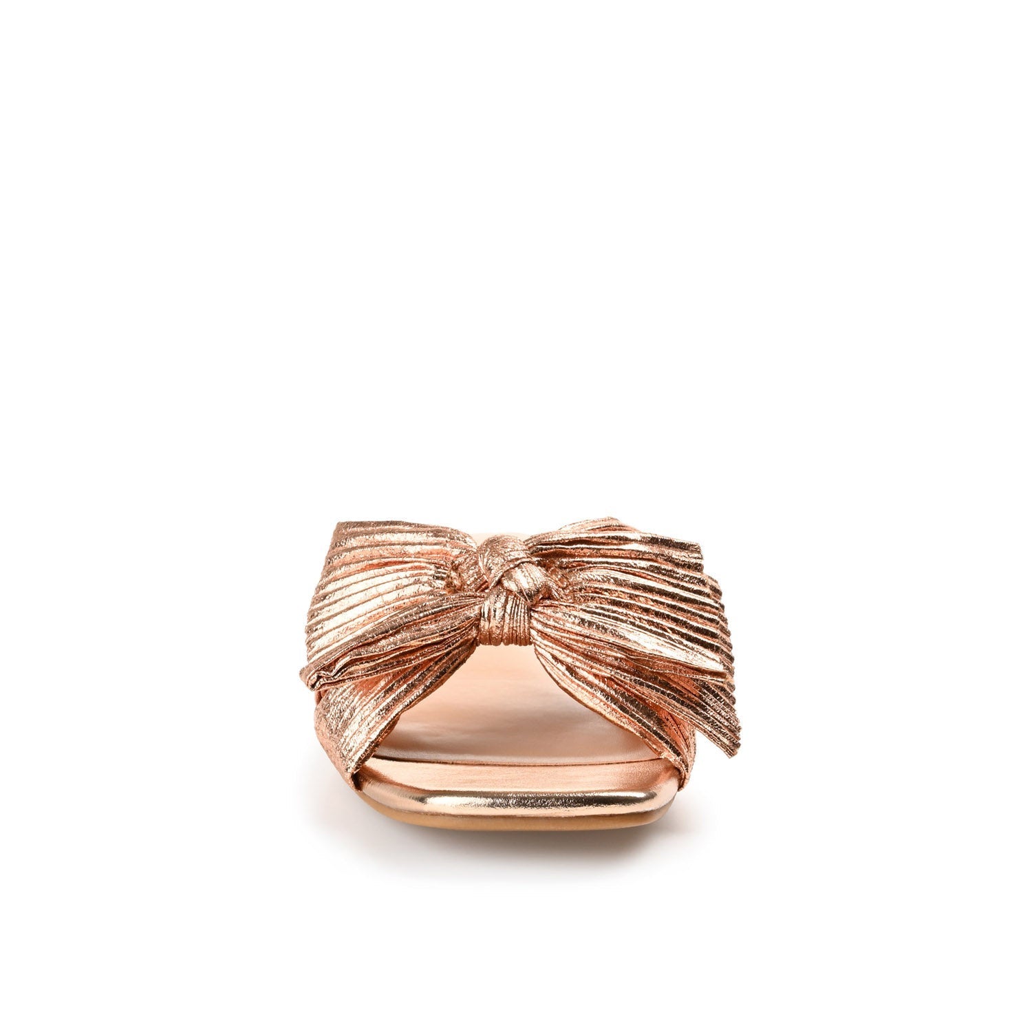 Journee SERLINA PLEATED SLIDE SANDALS IN FOIL - Rose Gold PU