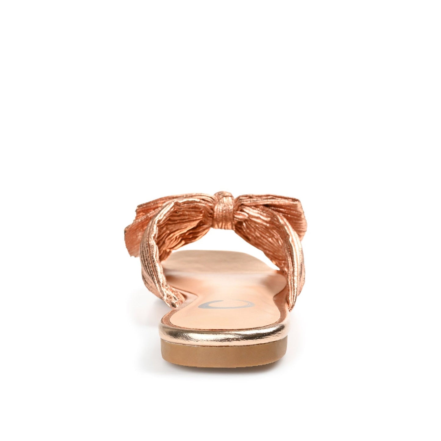 Journee SERLINA PLEATED SLIDE SANDALS IN FOIL - Rose Gold PU