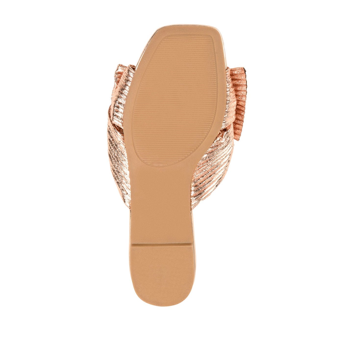 Journee SERLINA PLEATED SLIDE SANDALS IN FOIL - Rose Gold PU