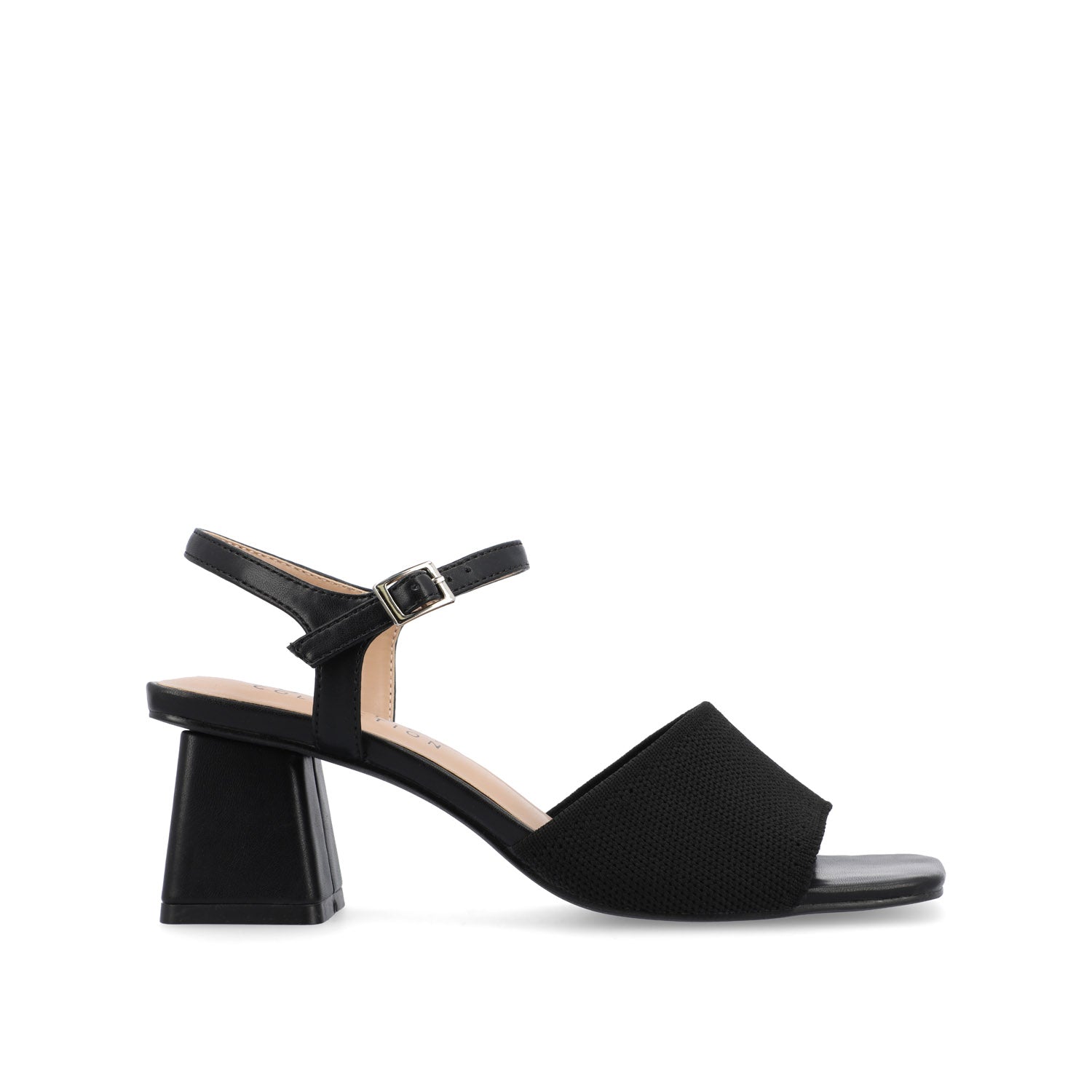 Journee EVYLINN STRAPPY HEELS IN KNIT FABRIC - Black Knit