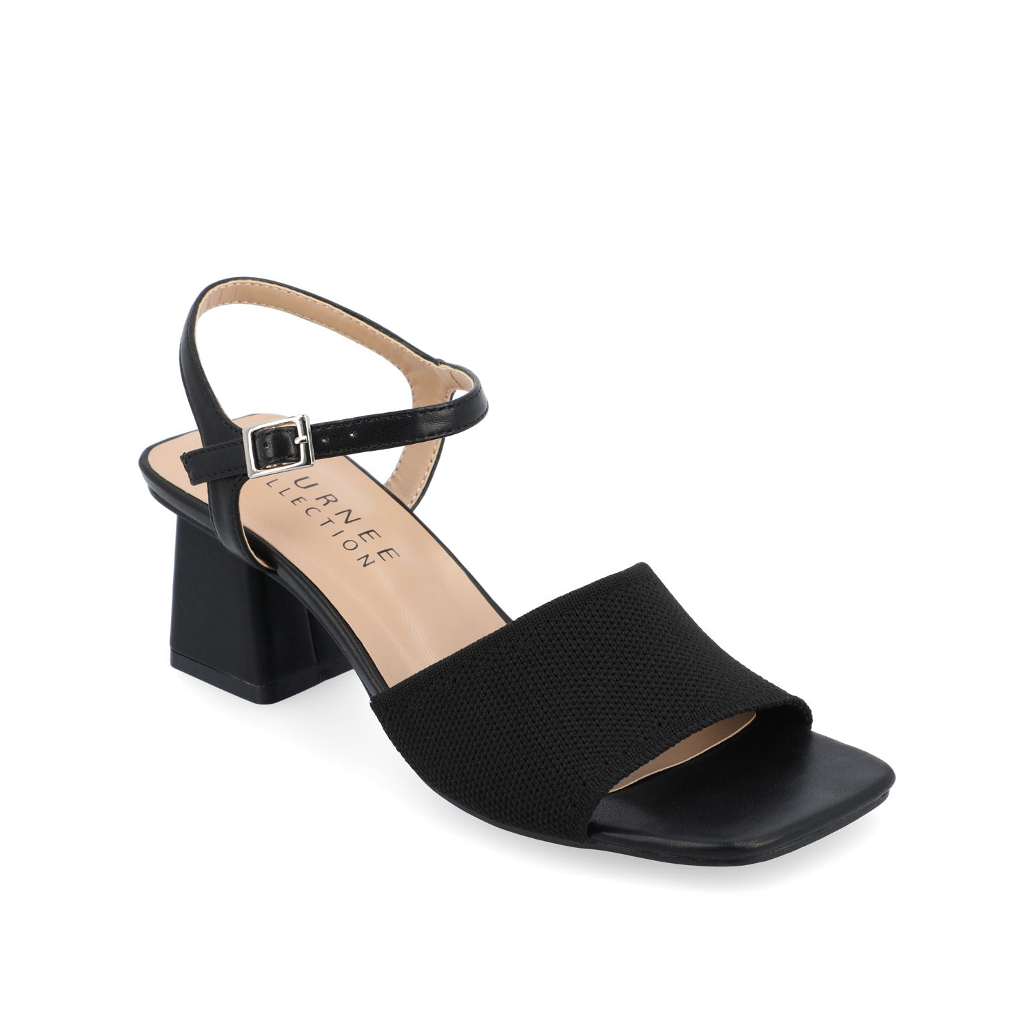 Journee EVYLINN STRAPPY HEELS IN KNIT FABRIC - Black Knit