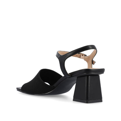 Journee EVYLINN STRAPPY HEELS IN KNIT FABRIC - Black Knit