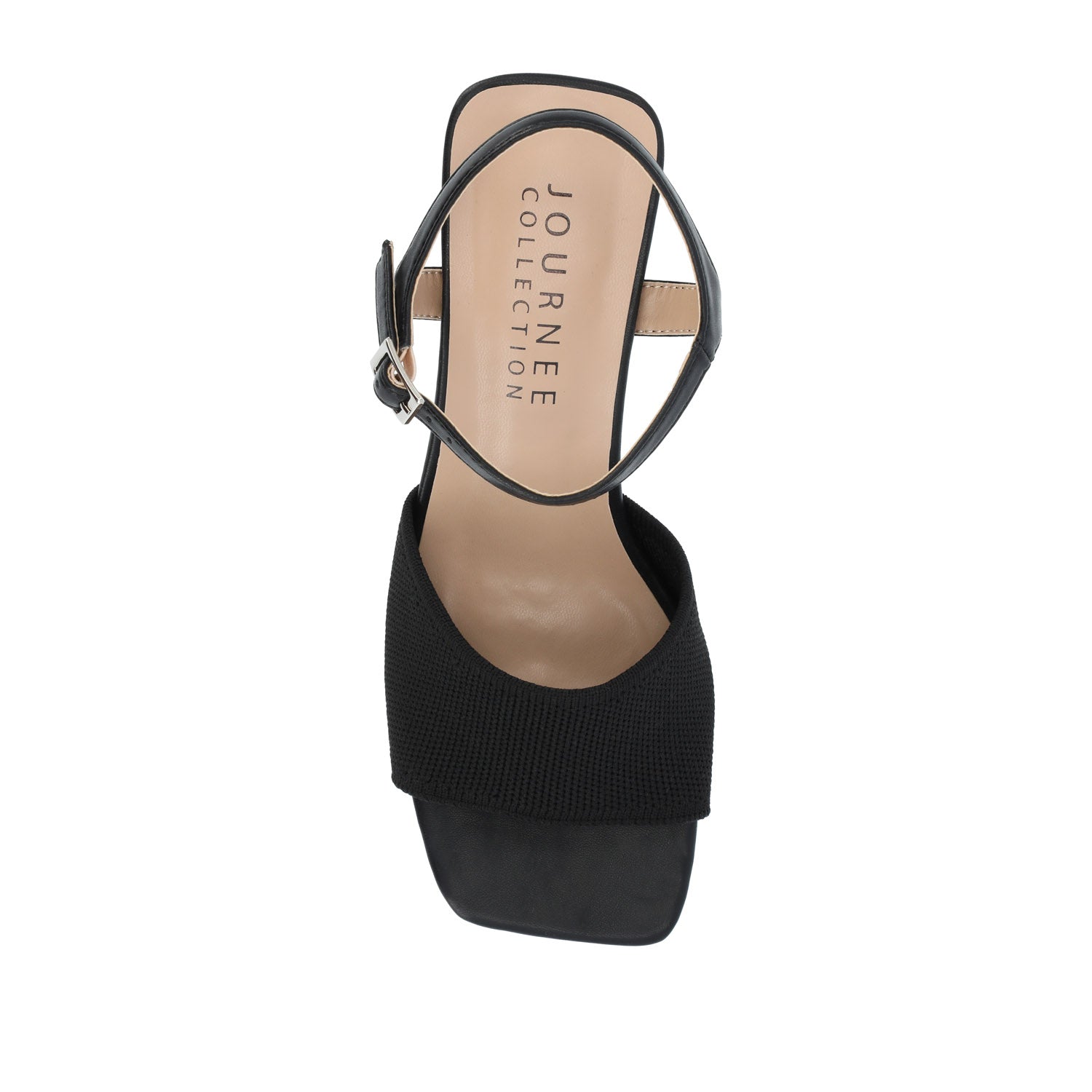 Journee EVYLINN STRAPPY HEELS IN KNIT FABRIC - Black Knit