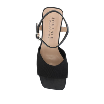Journee EVYLINN STRAPPY HEELS IN KNIT FABRIC - Black Knit