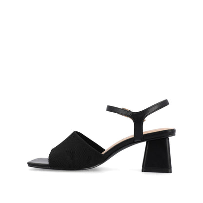 Journee EVYLINN STRAPPY HEELS IN KNIT FABRIC - Black Knit
