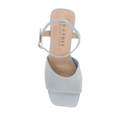 Journee EVYLINN STRAPPY HEELS IN KNIT FABRIC - Blue Knit