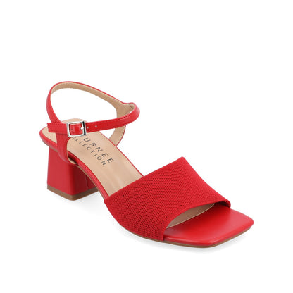 Journee EVYLINN STRAPPY HEELS IN KNIT FABRIC - Red Knit