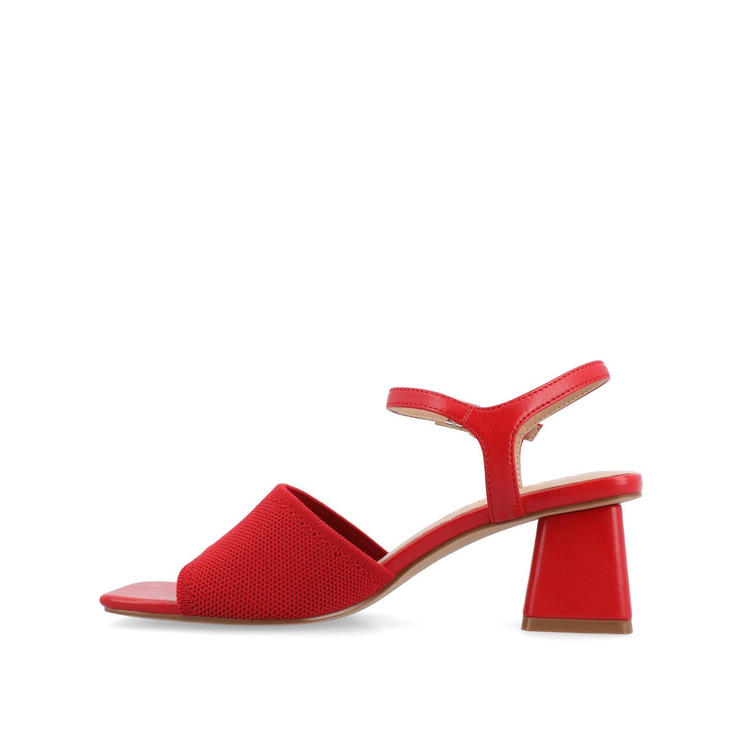 Journee EVYLINN STRAPPY HEELS IN KNIT FABRIC - Red Knit