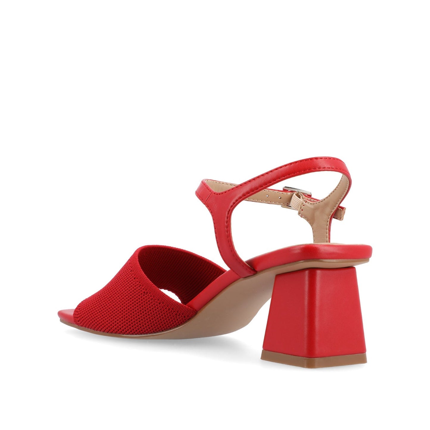 Journee EVYLINN STRAPPY HEELS IN KNIT FABRIC - Red Knit