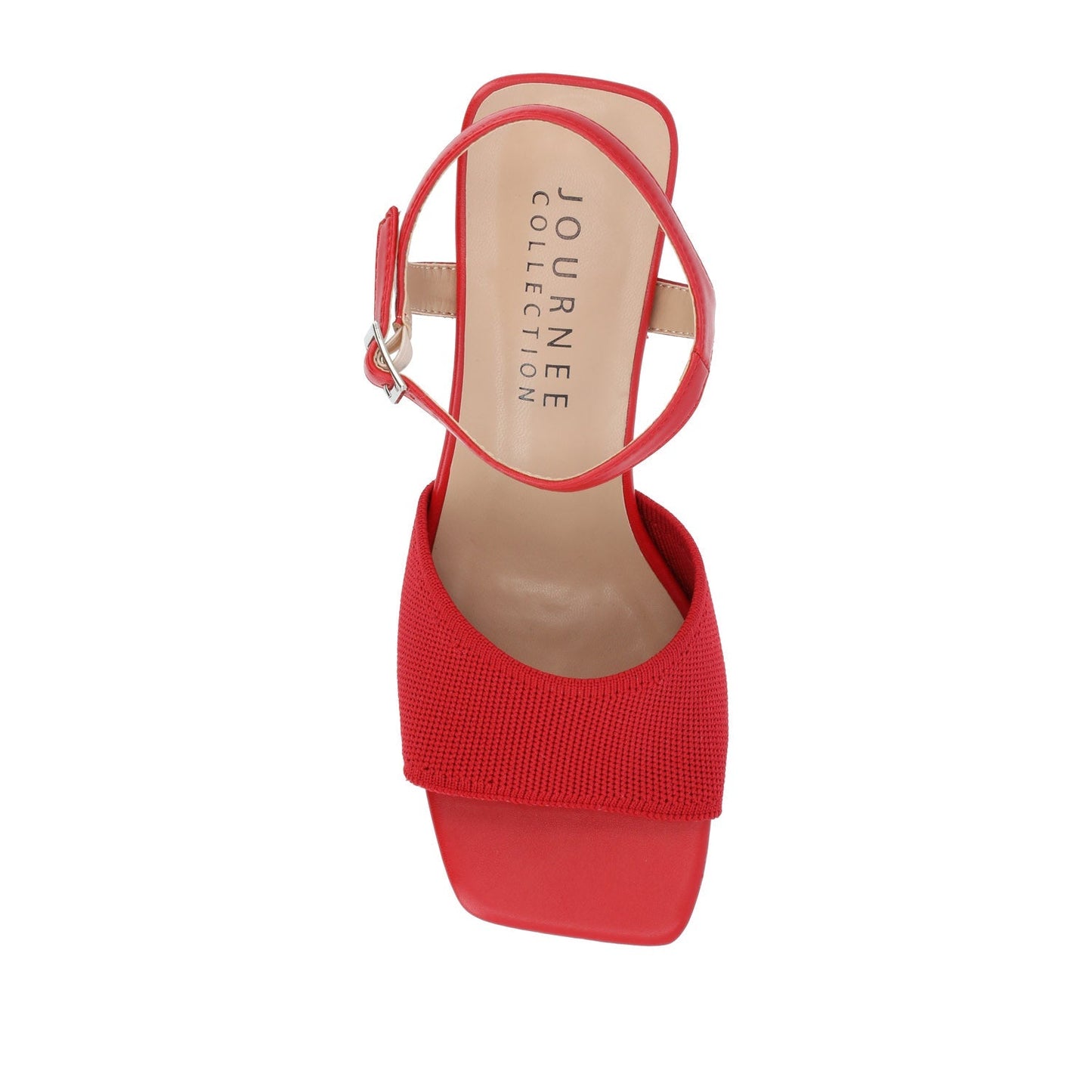Journee EVYLINN STRAPPY HEELS IN KNIT FABRIC - Red Knit