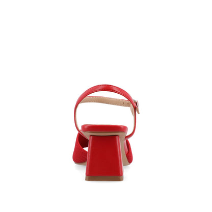 Journee EVYLINN STRAPPY HEELS IN KNIT FABRIC - Red Knit