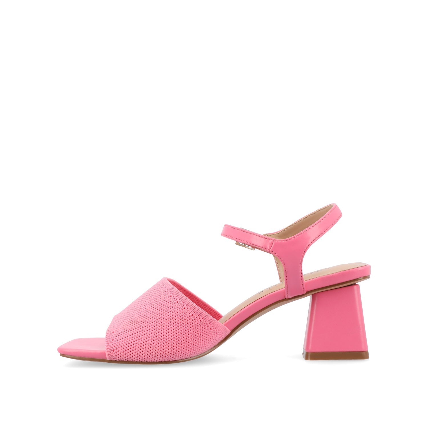 Journee EVYLINN STRAPPY HEELS IN KNIT FABRIC - Pink Knit
