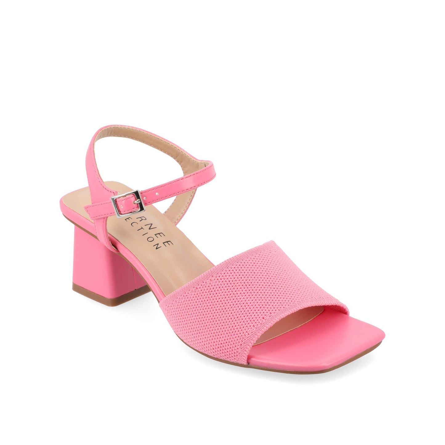 Journee EVYLINN STRAPPY HEELS IN KNIT FABRIC - Pink Knit