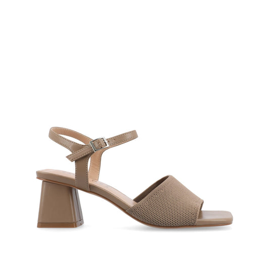 Journee EVYLINN STRAPPY HEELS IN KNIT FABRIC - Taupe Knit