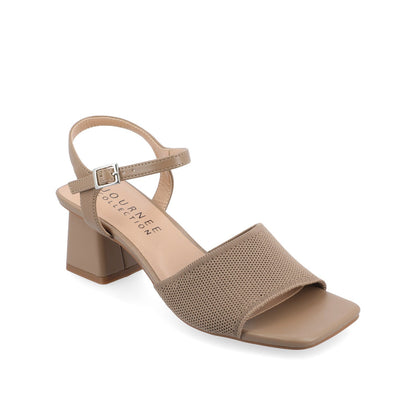 Journee EVYLINN STRAPPY HEELS IN KNIT FABRIC - Taupe Knit