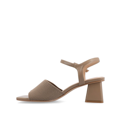 Journee EVYLINN STRAPPY HEELS IN KNIT FABRIC - Taupe Knit
