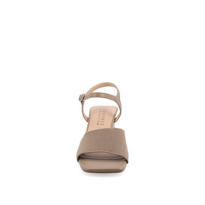 Journee EVYLINN STRAPPY HEELS IN KNIT FABRIC - Taupe Knit