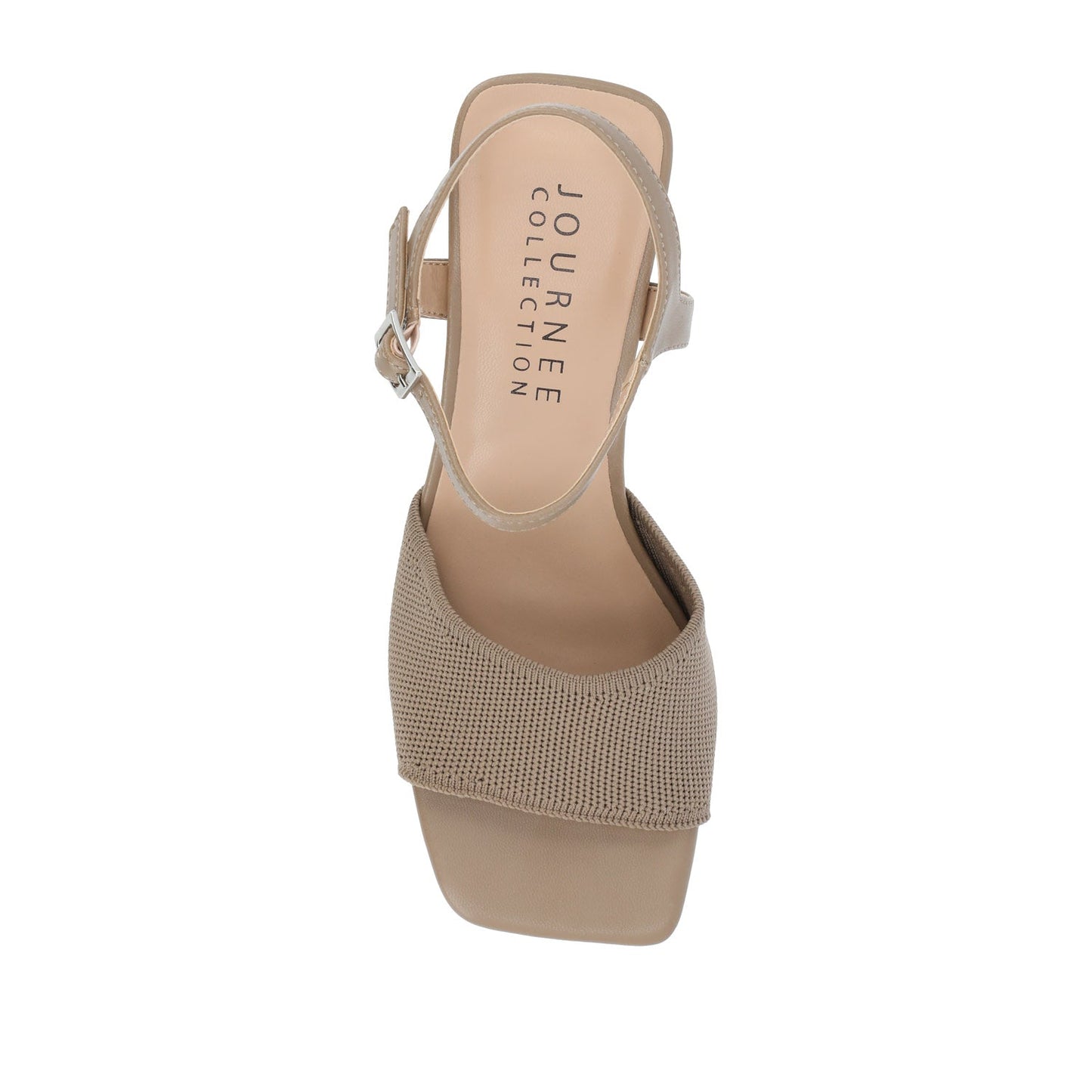 Journee EVYLINN STRAPPY HEELS IN KNIT FABRIC - Taupe Knit