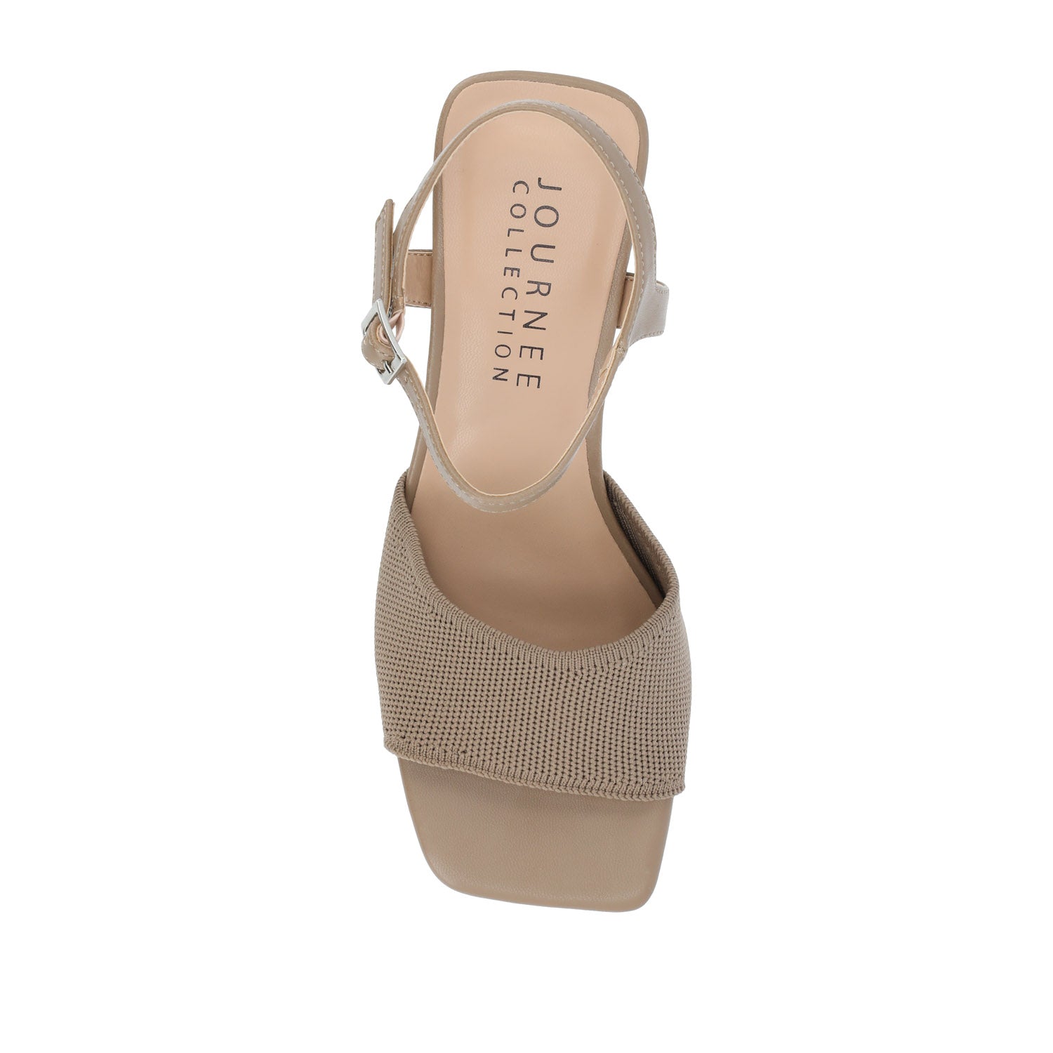Journee EVYLINN STRAPPY HEELS IN KNIT FABRIC - Taupe Knit