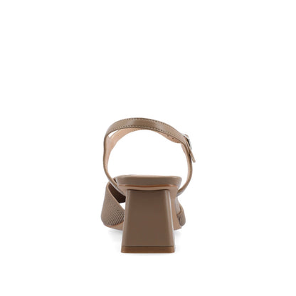 Journee EVYLINN STRAPPY HEELS IN KNIT FABRIC - Taupe Knit