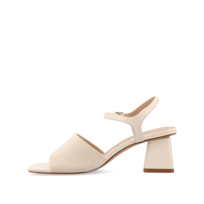 Journee EVYLINN STRAPPY HEELS IN KNIT FABRIC - Beige Knit