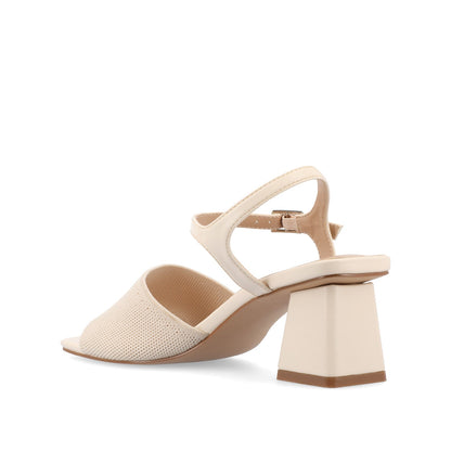Journee EVYLINN STRAPPY HEELS IN KNIT FABRIC - Beige Knit