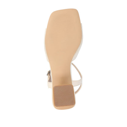 Journee EVYLINN STRAPPY HEELS IN KNIT FABRIC - Beige Knit