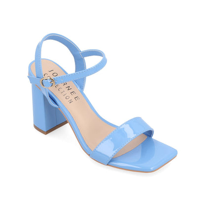 Journee TIVONA STRAPPY BLOCK HEELS IN VEGAN LEATHER - Blue