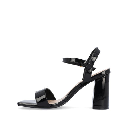 Journee TIVONA STRAPPY BLOCK HEELS IN VEGAN LEATHER - Black