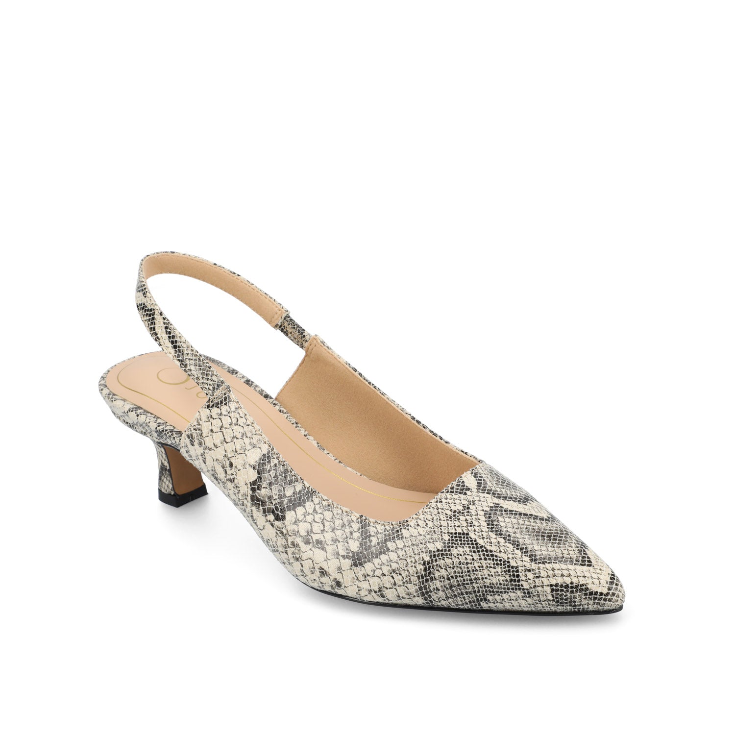 Journee PAULINA SLINGBACK KITTEN HEELS IN PATENT - Snake