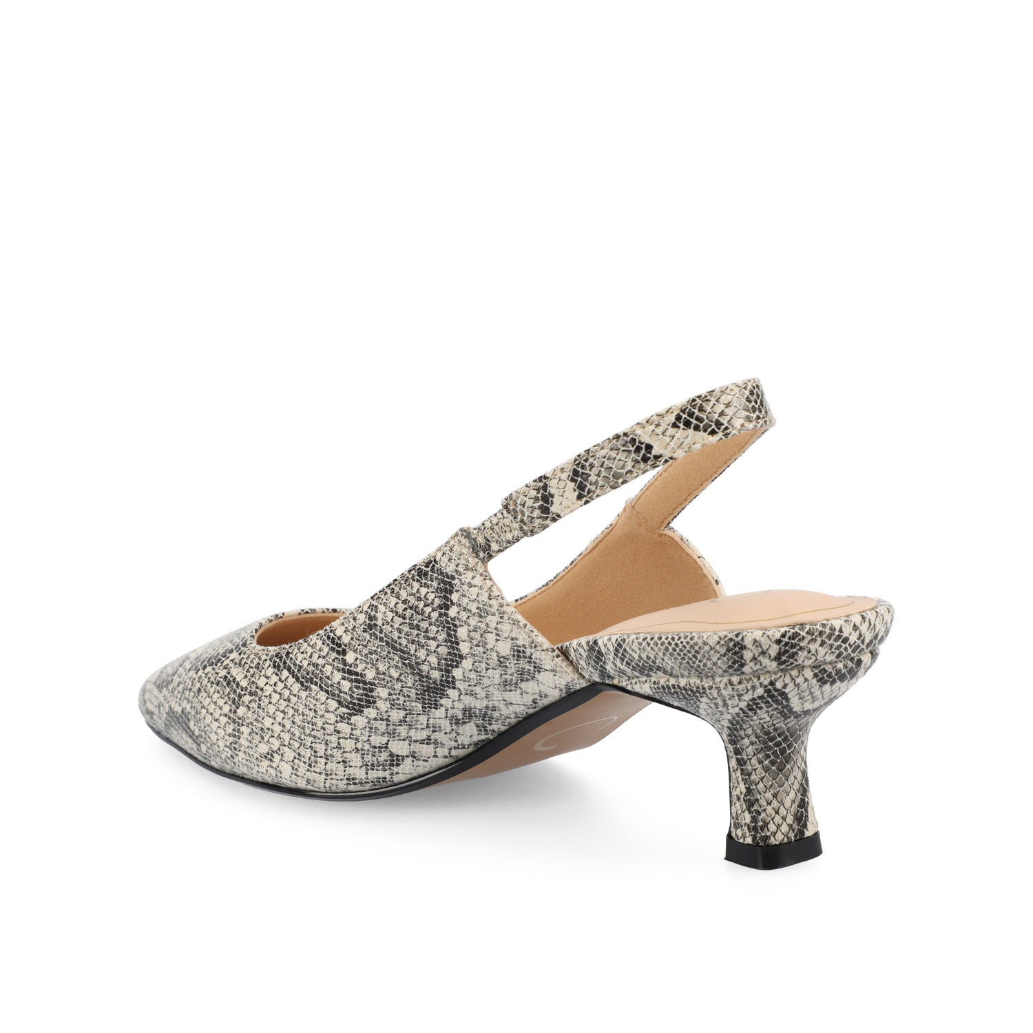 Journee PAULINA SLINGBACK KITTEN HEELS IN PATENT - Snake