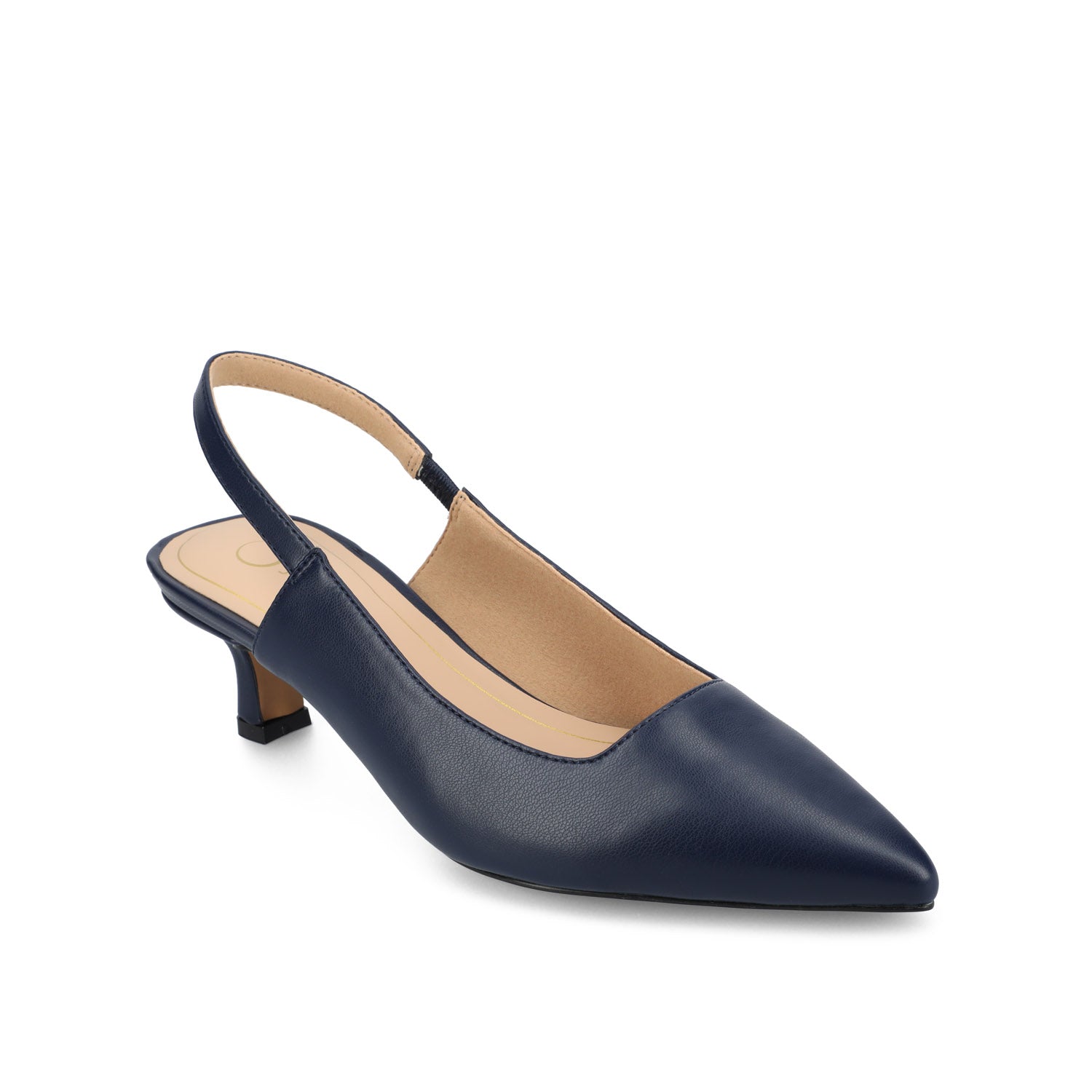 Journee PAULINA SLINGBACK KITTEN HEELS IN PATENT - Navy Nubuck