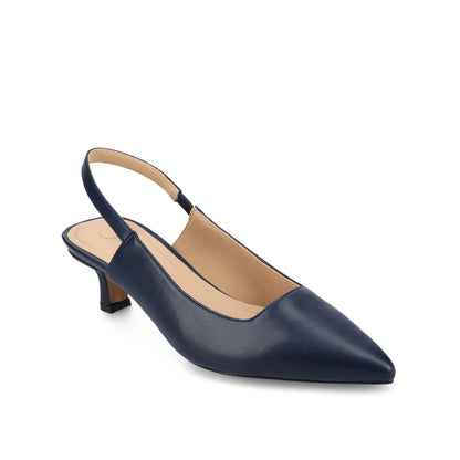 Journee PAULINA SLINGBACK KITTEN HEELS IN PATENT - Navy Nubuck