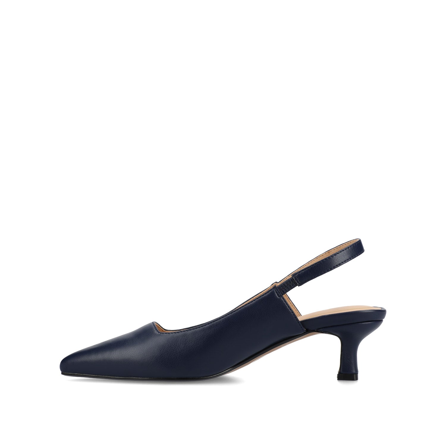 Journee PAULINA SLINGBACK KITTEN HEELS IN PATENT - Navy Nubuck