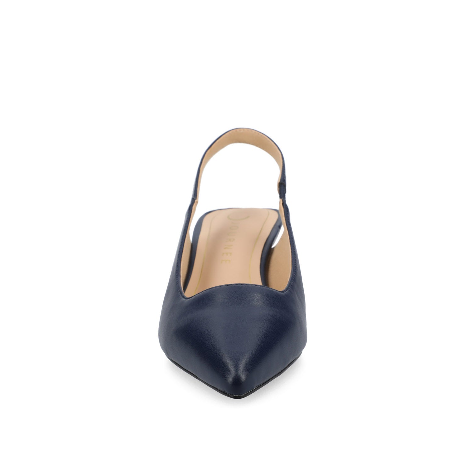 Journee PAULINA SLINGBACK KITTEN HEELS IN PATENT - Navy Nubuck