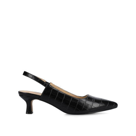 Journee PAULINA SLINGBACK KITTEN HEELS IN PATENT - Croco Black
