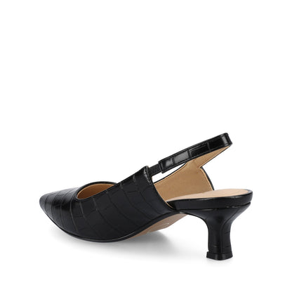 Journee PAULINA SLINGBACK KITTEN HEELS IN PATENT - Croco Black