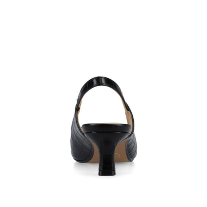 Journee PAULINA SLINGBACK KITTEN HEELS IN PATENT - Croco Black