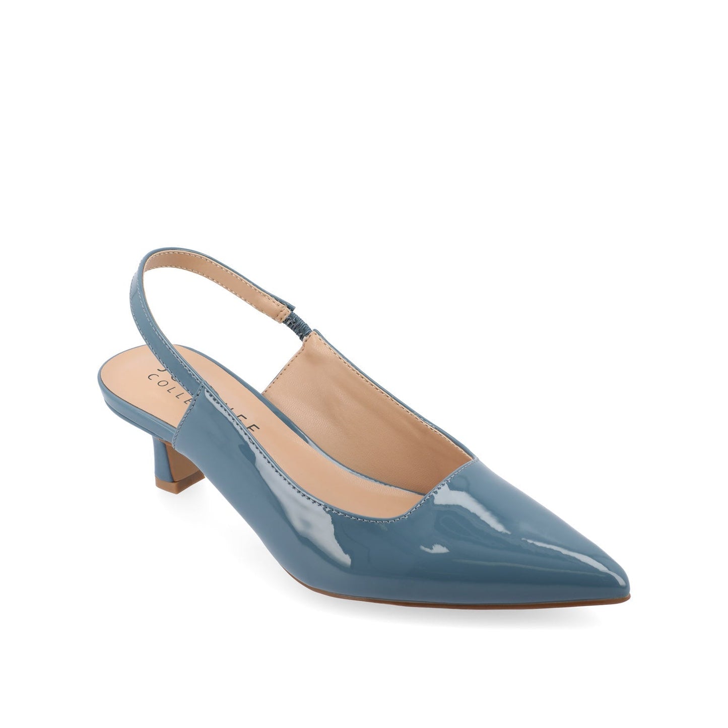 Journee PAULINA SLINGBACK KITTEN HEELS IN PATENT - Patent Blue