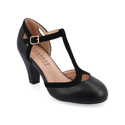 Journee OLINA T-STRAP PUMP HEELS IN NARROW - Black