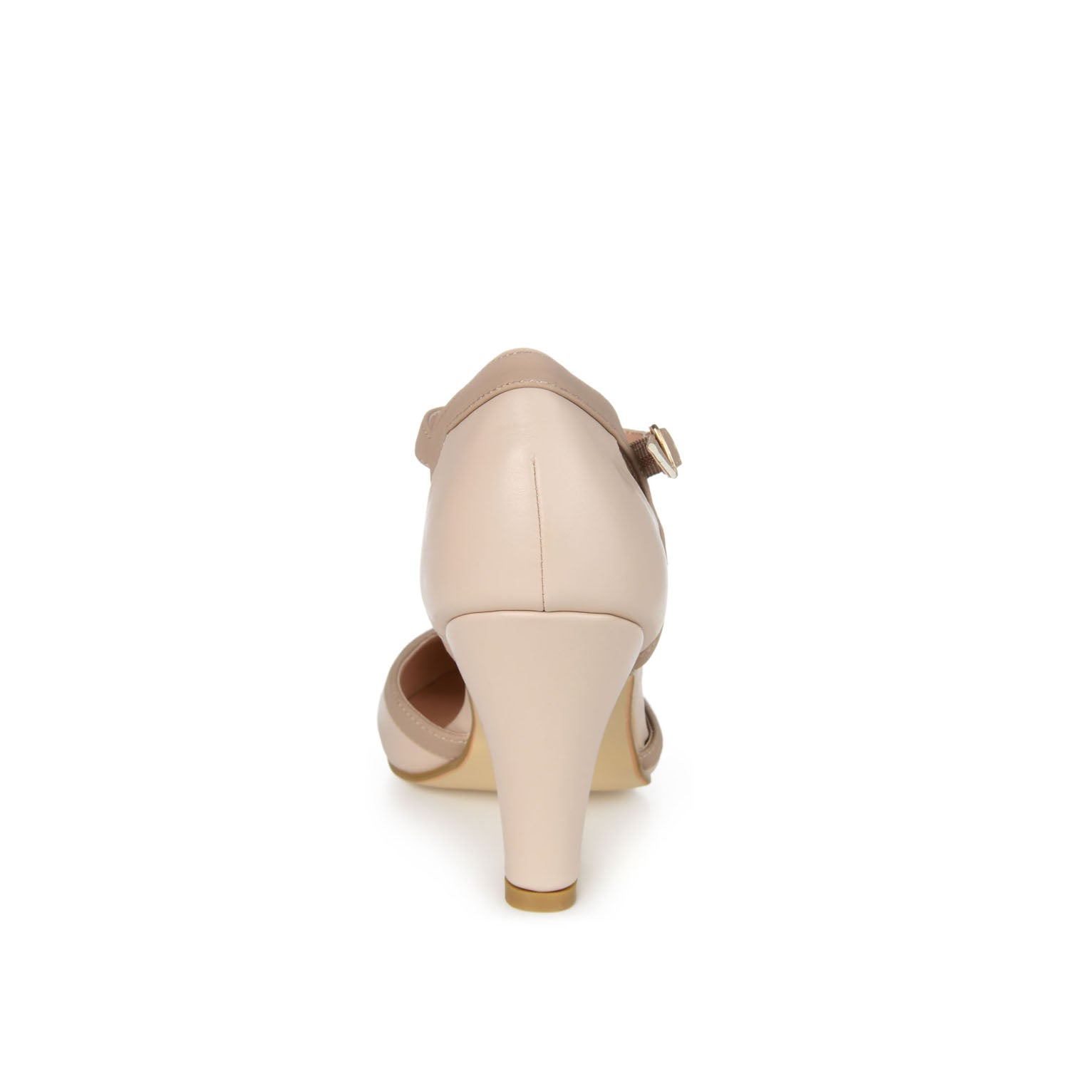 Journee OLINA T-STRAP PUMP HEELS IN NARROW - Nude